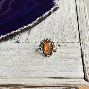 Sterling Silver Amber Ring